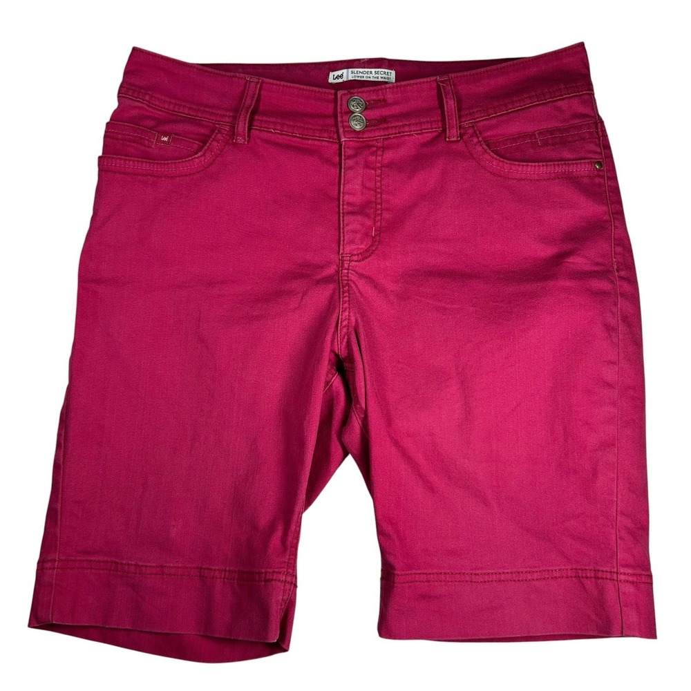 Lee Slender Secret Jean Shorts Womens 12 Hot Pink Lower On The Waist 9.5" Inseam